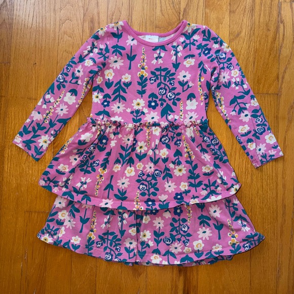 Hanna Andersson Other - Hanna Andersson Girls Pink Floral Tiered Long Sleeve Cotton Dress Size 4 / 100